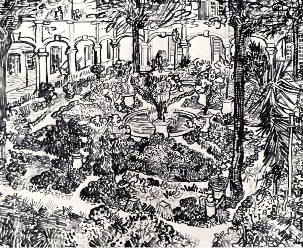 阿尔勒医院的庭院/梵高作品赏析