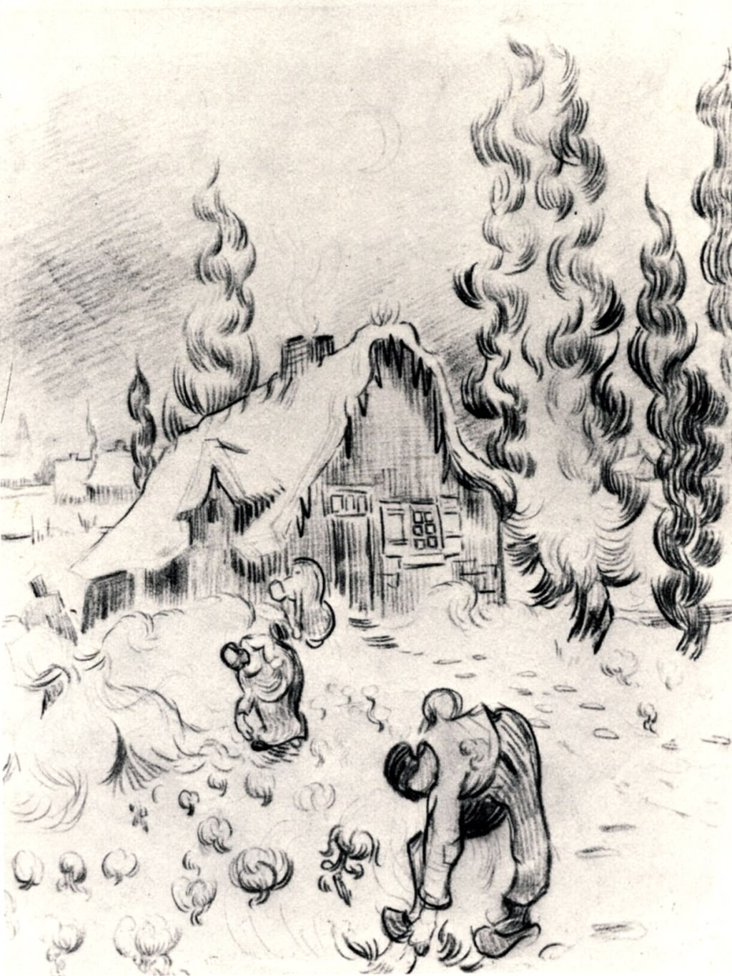 雪景和弯腰的女子赏析